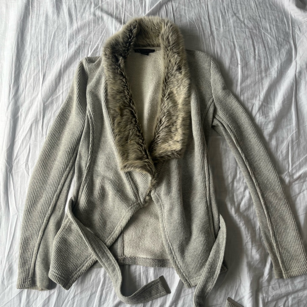 Armani Exchange fur-trimmed cardigan